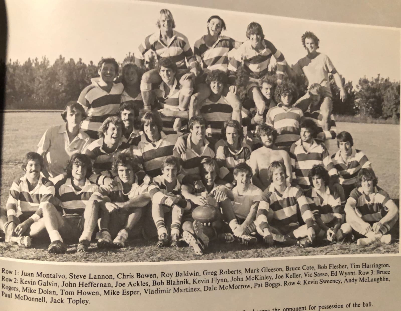 The squad stacked four rows high for a team photo, with every player's name printed underneath
