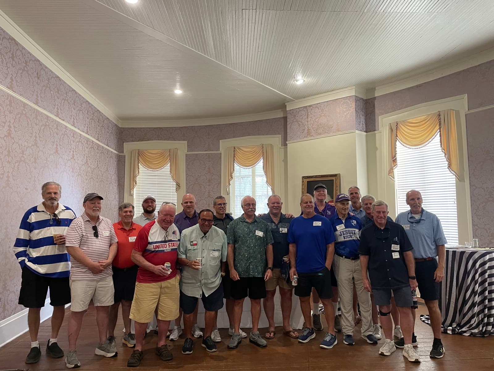 Alumni from five decades of the club gathered indoors at a recent reunion weekend, in old jerseys and name tags